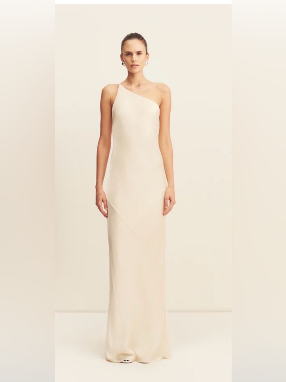 Shona Joy - La Lune One-Shoulder Cowl Back Maxi Dress - Cream - Size 2